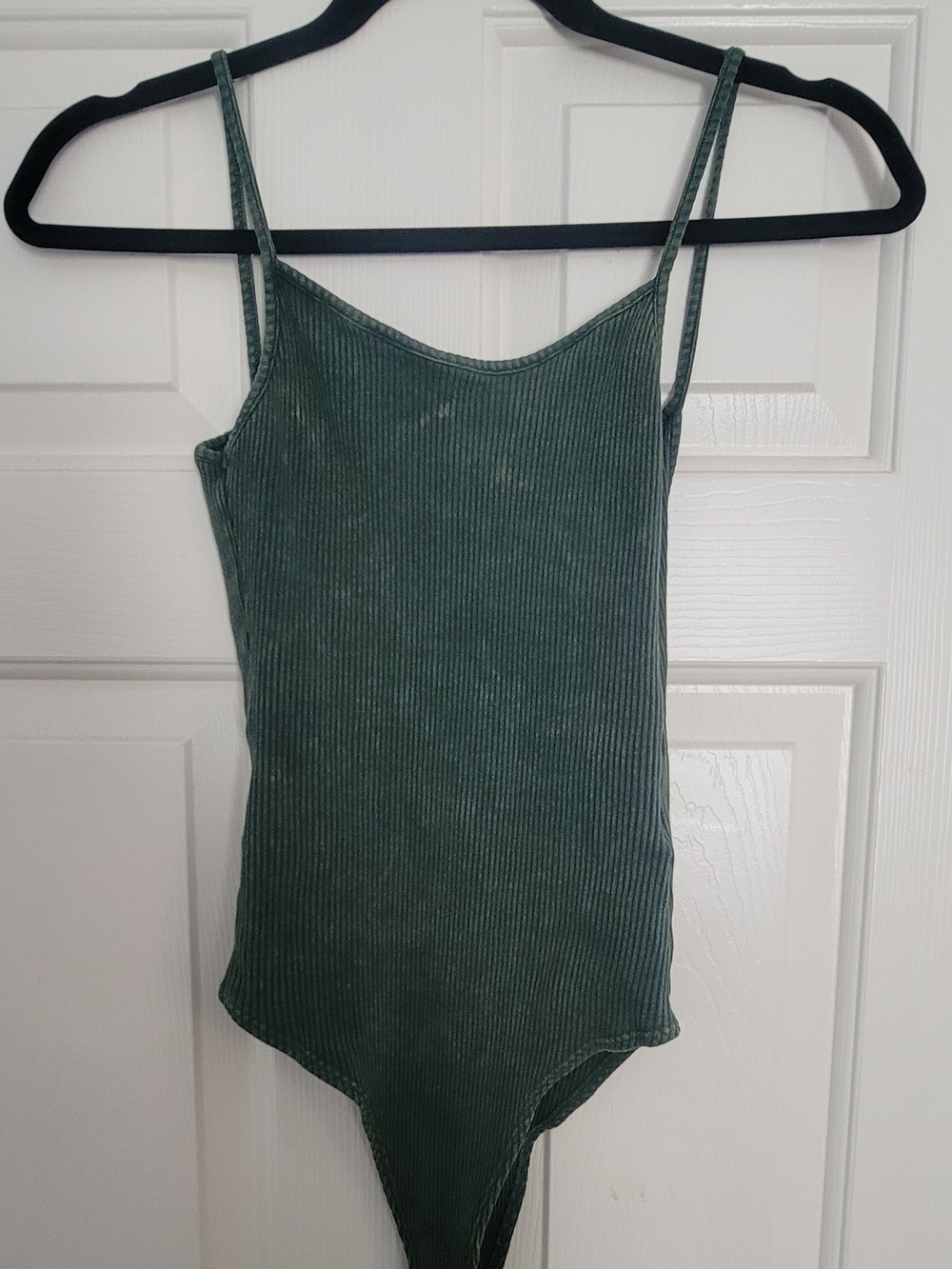 Ribbed Bodysuit in Dark Green